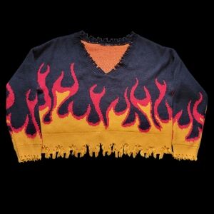 Runway 7 Distressed Flame Sweater